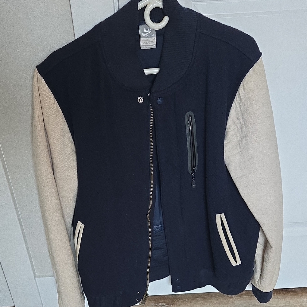 Nike Navy and Cream Varsity Bomber Jacket